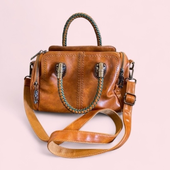 Handbags - Closet Rituals Genuine Leather Satchel Handbag W/ Braided Handles NEW WITH TAGS